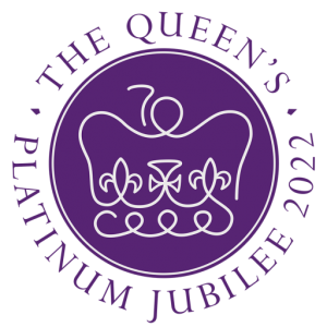 Logo: text 'The Queen's Platinum Jubilee 2022' with crown motif in centre